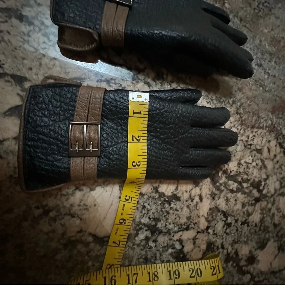Chic Black and Brown Leather Gloves